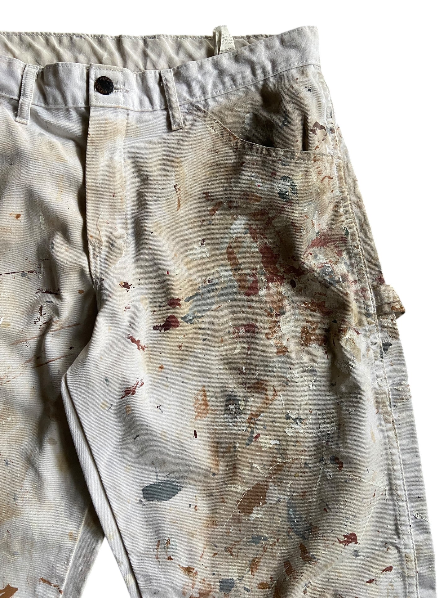 VTG Dickies Clay/Gray Paint Splash Pants Sz 34x31