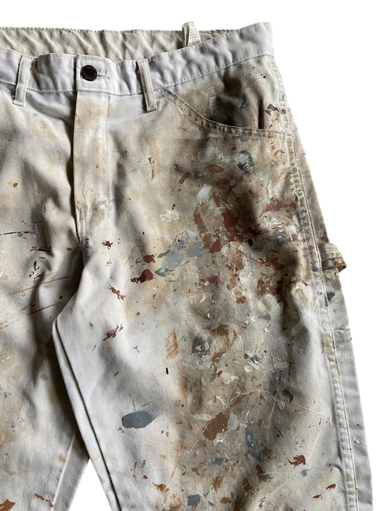 VTG Dickies Clay/Gray Paint Splash Pants Sz 34x31