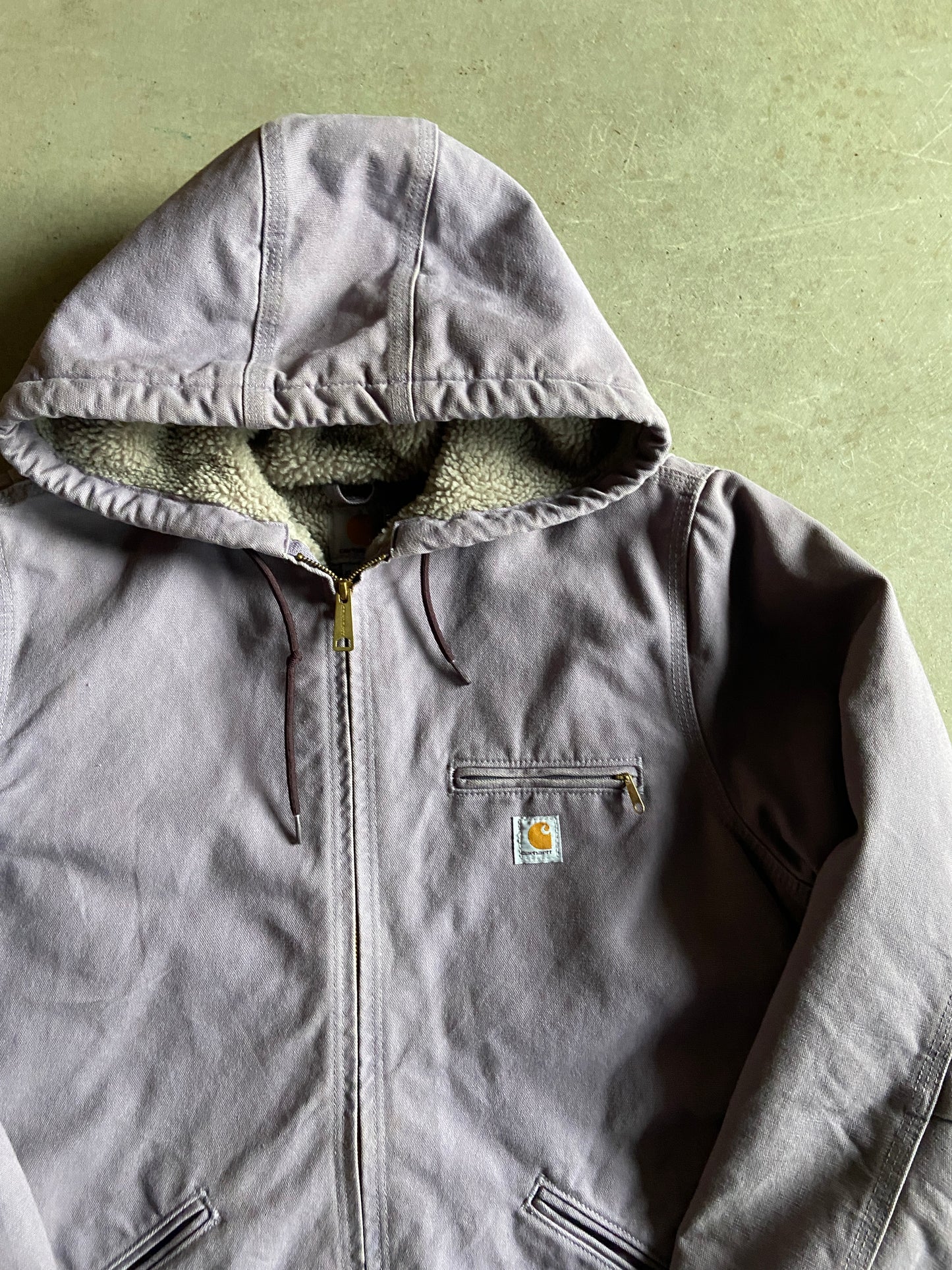VTG Carhartt Lilac Purple Zip Up Hooded Jacket Sz S/M