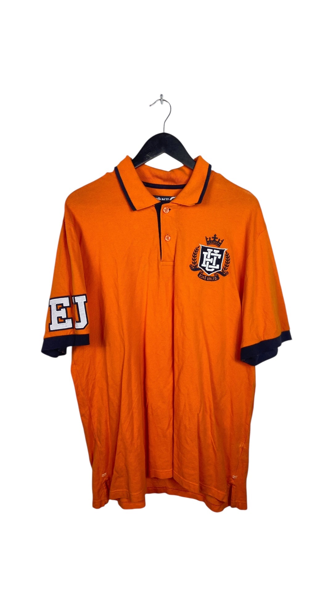 Y2K Ecko Unltd Orange Emblem Polo Shirt Sz XL