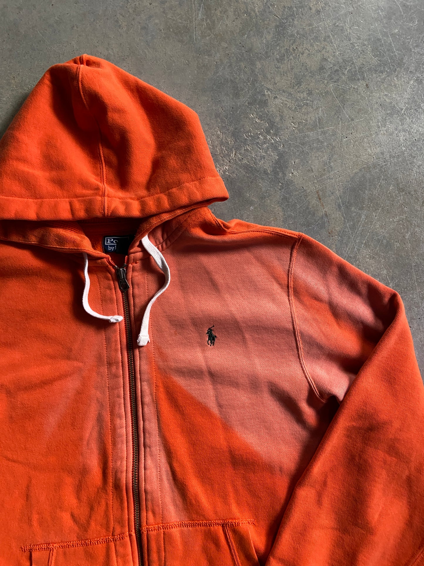 VTG Polo Ralph Lauren Faded Orange Zip Up Hoodie Sz L/XL