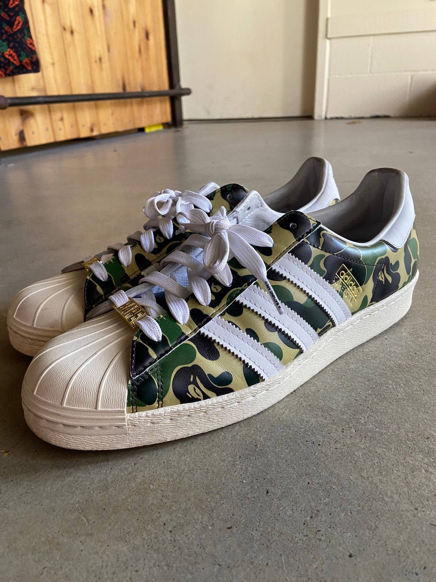 Preowned Adidas Superstar Bape ABC Camo Green Sz 11.5M/13W