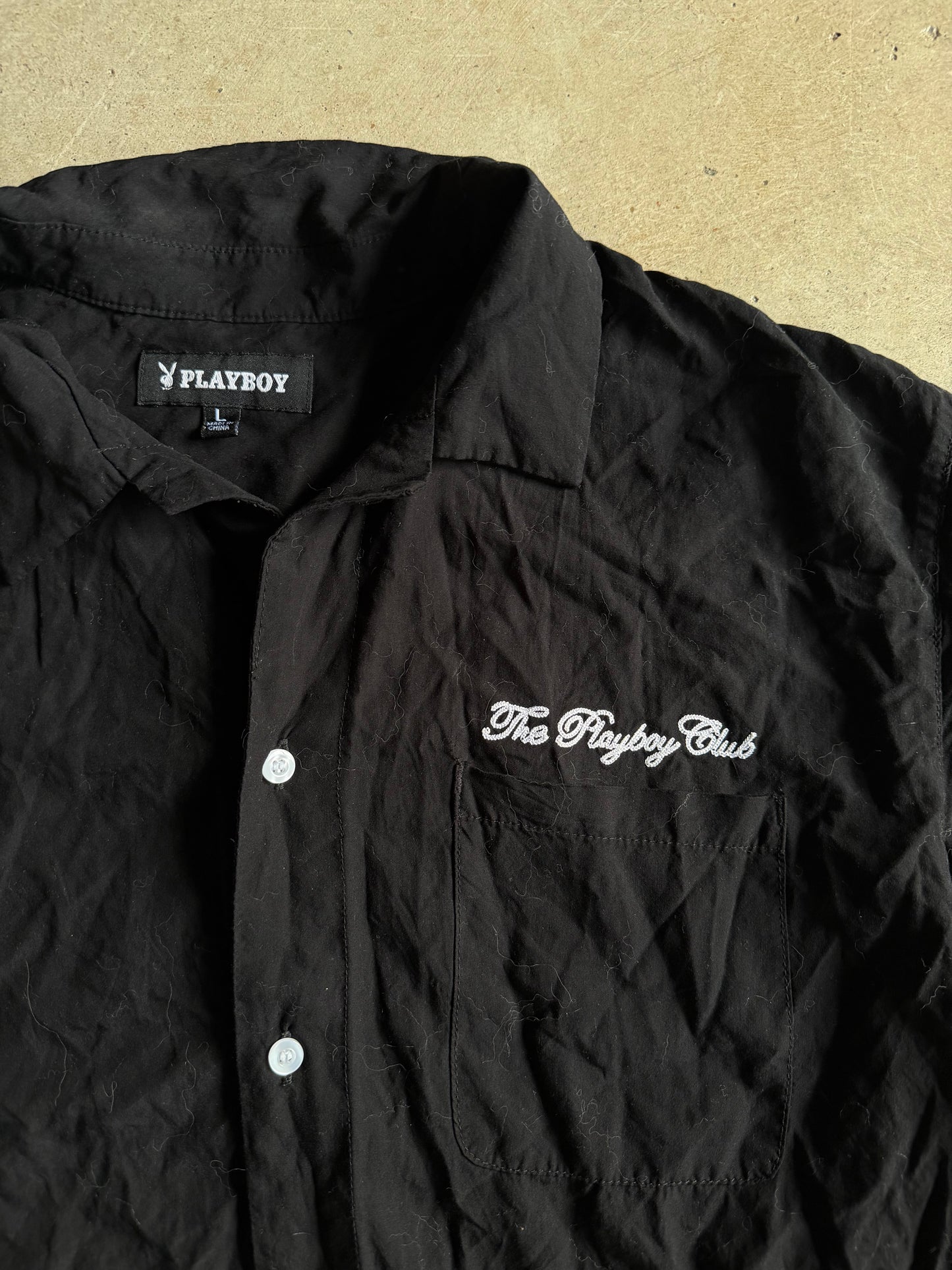 The Playboy Club Black Button Up Shirt Sz L