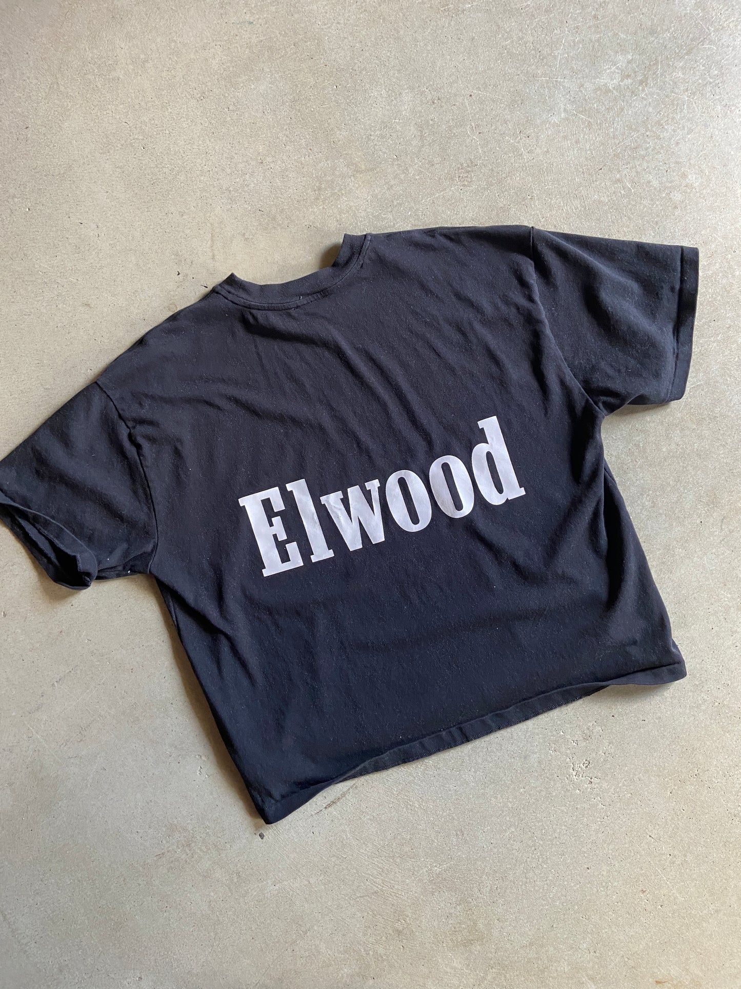 Elwood Oversized Cropped Spellout Tee Sz L