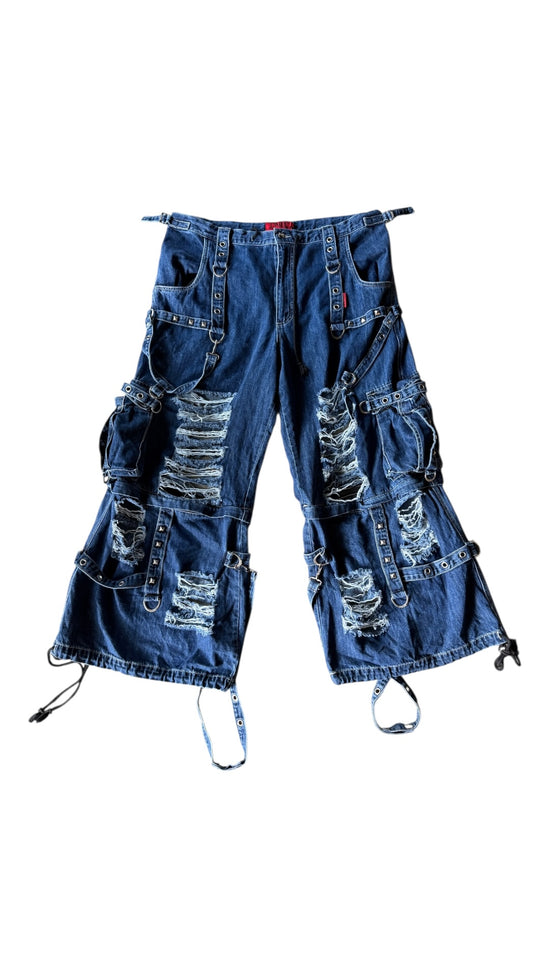 Tripp NYC Studded Strap Rave Denim Pants Sz XXL/44