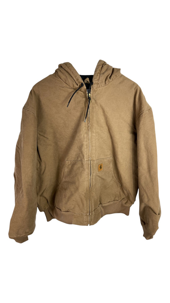 Carhartt light Brown Duck Canvas Hooded Work Jacket Sz XXL