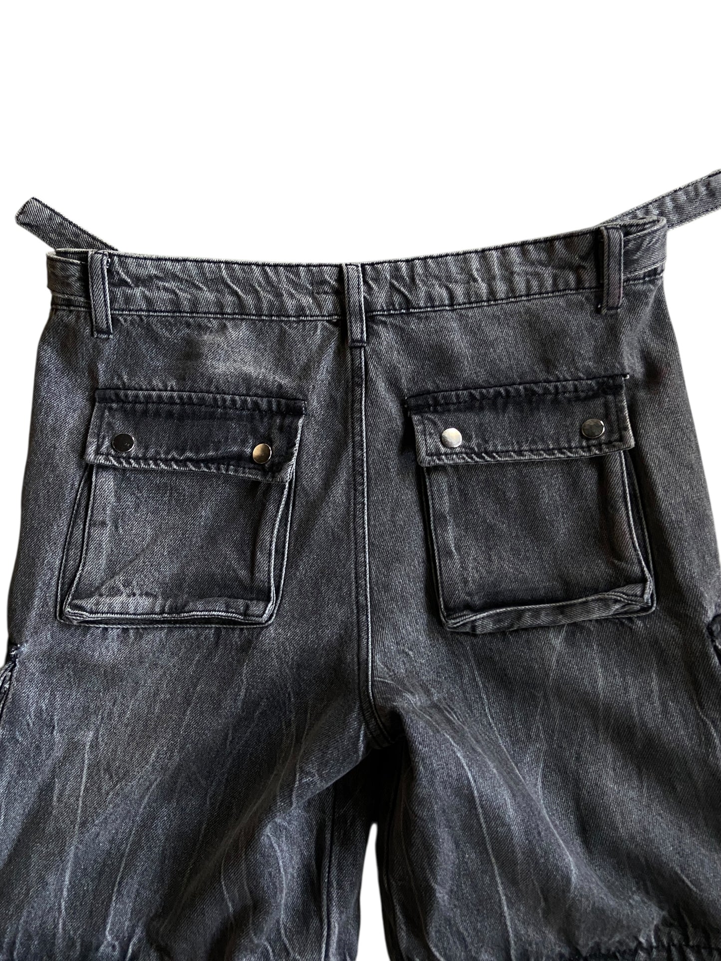 Gemsbyn Deline Stacked Cargo Black Denim Jeans Sz 36x34