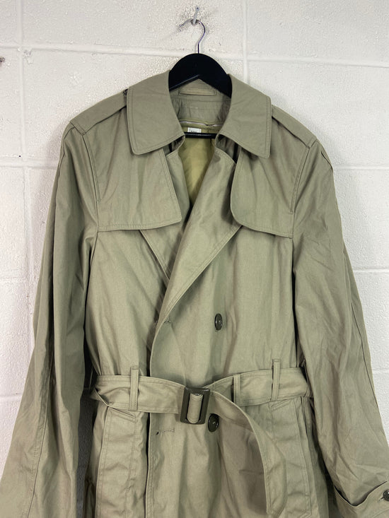 VTG Army Green Lined Trench Coat Sz XL