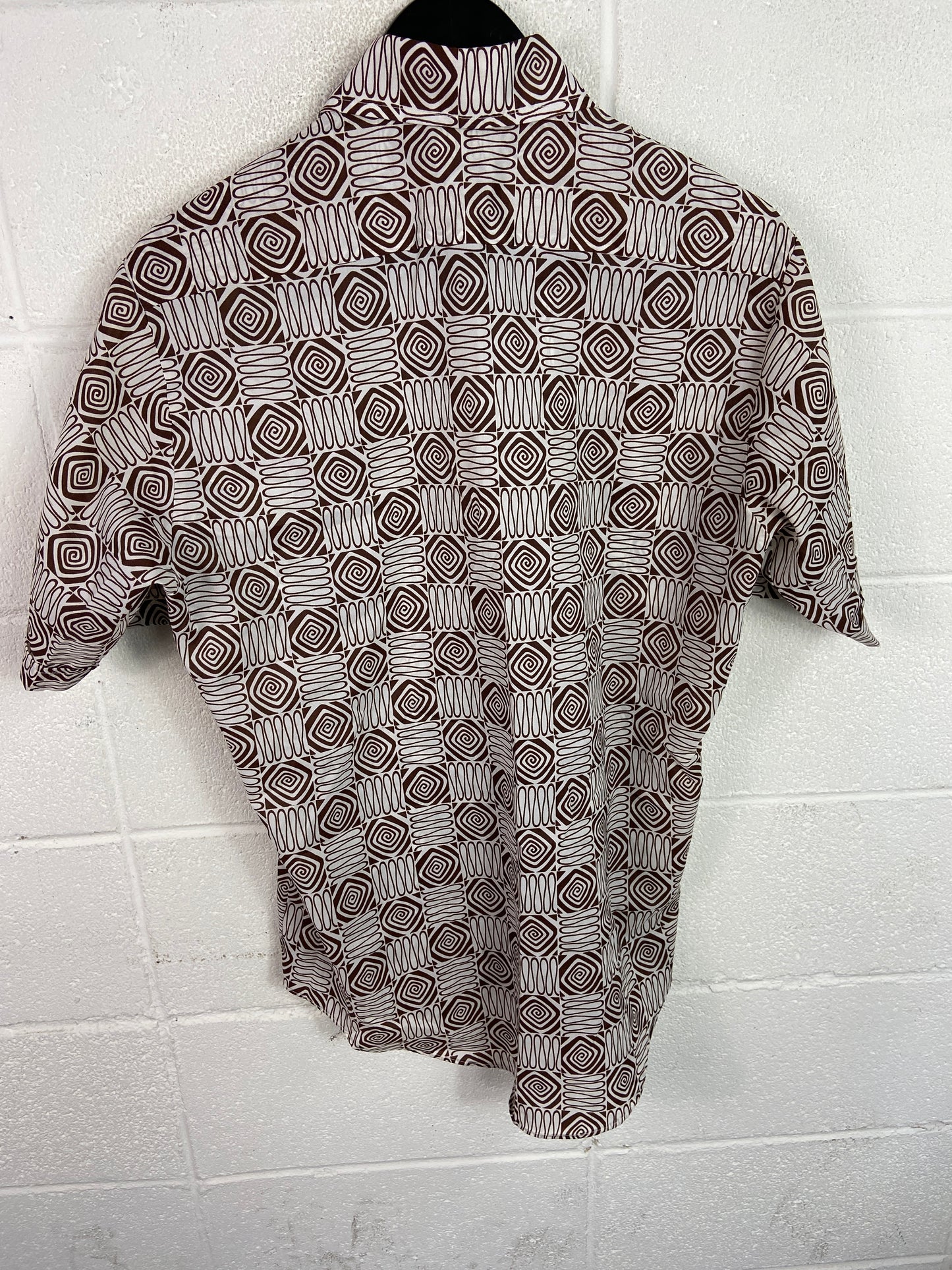 VTG 70s Kmart Patterned Button Down S/S Shirt Sz M