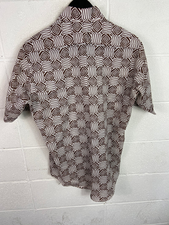 VTG 70s Kmart Patterned Button Down S/S Shirt Sz M