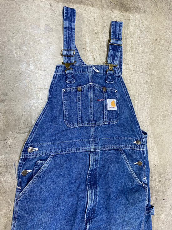 VTG Carhartt Blue Denim Overalls Sz 34x30