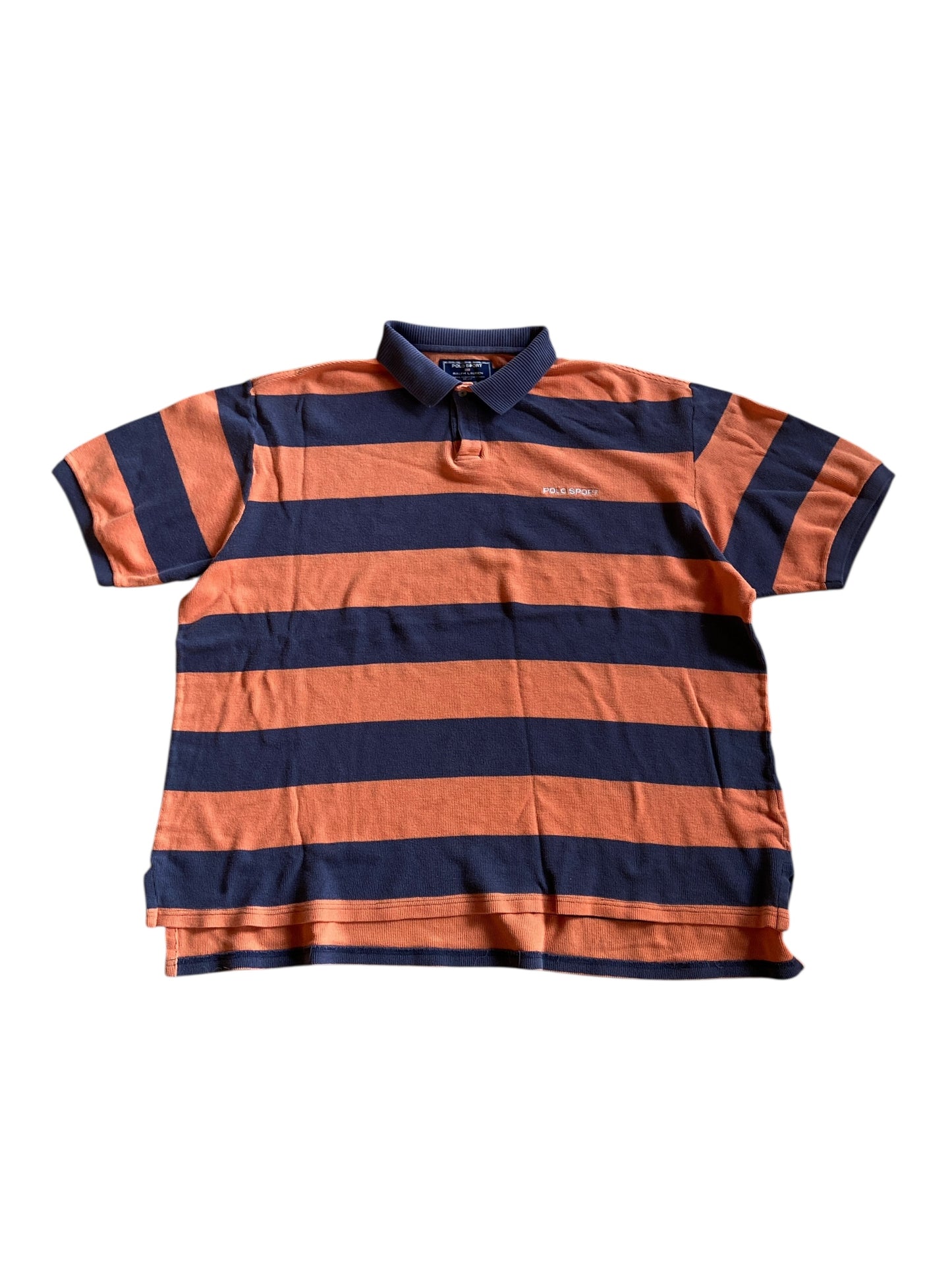 VTG Polo Sport Orange Striped Polo Sz XXL