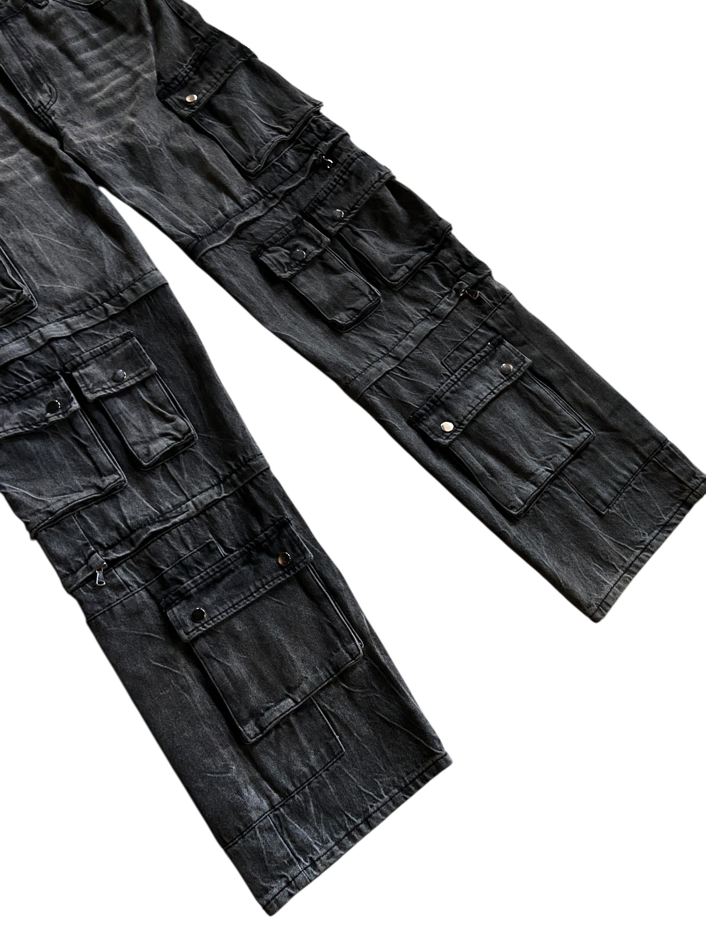 Gemsbyn Deline Stacked Cargo Black Denim Jeans Sz 36x34