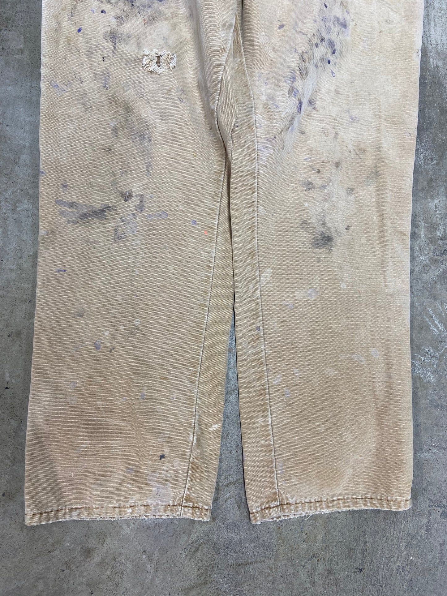 VTG Dickies Thrashed Tan Work Pants Sz 36x30