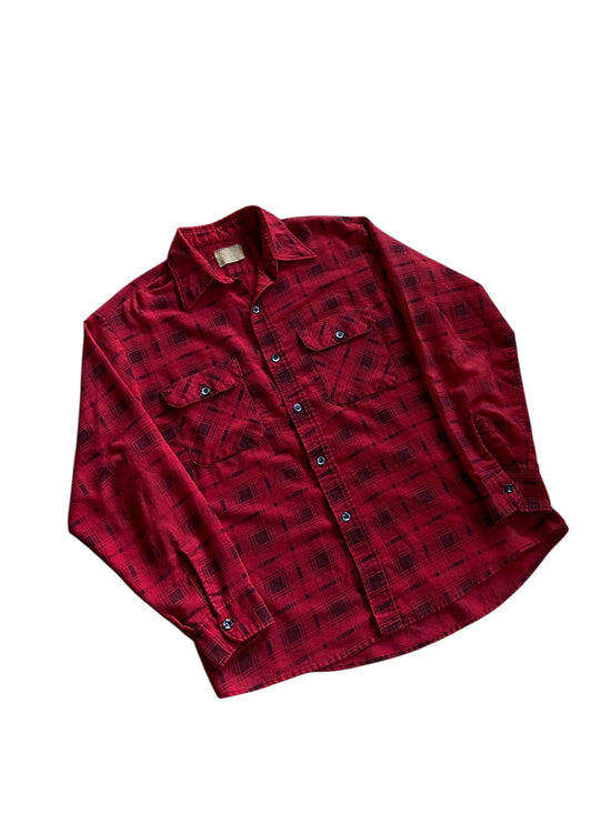VTG Sears Red Plaid Flannel Sz XL