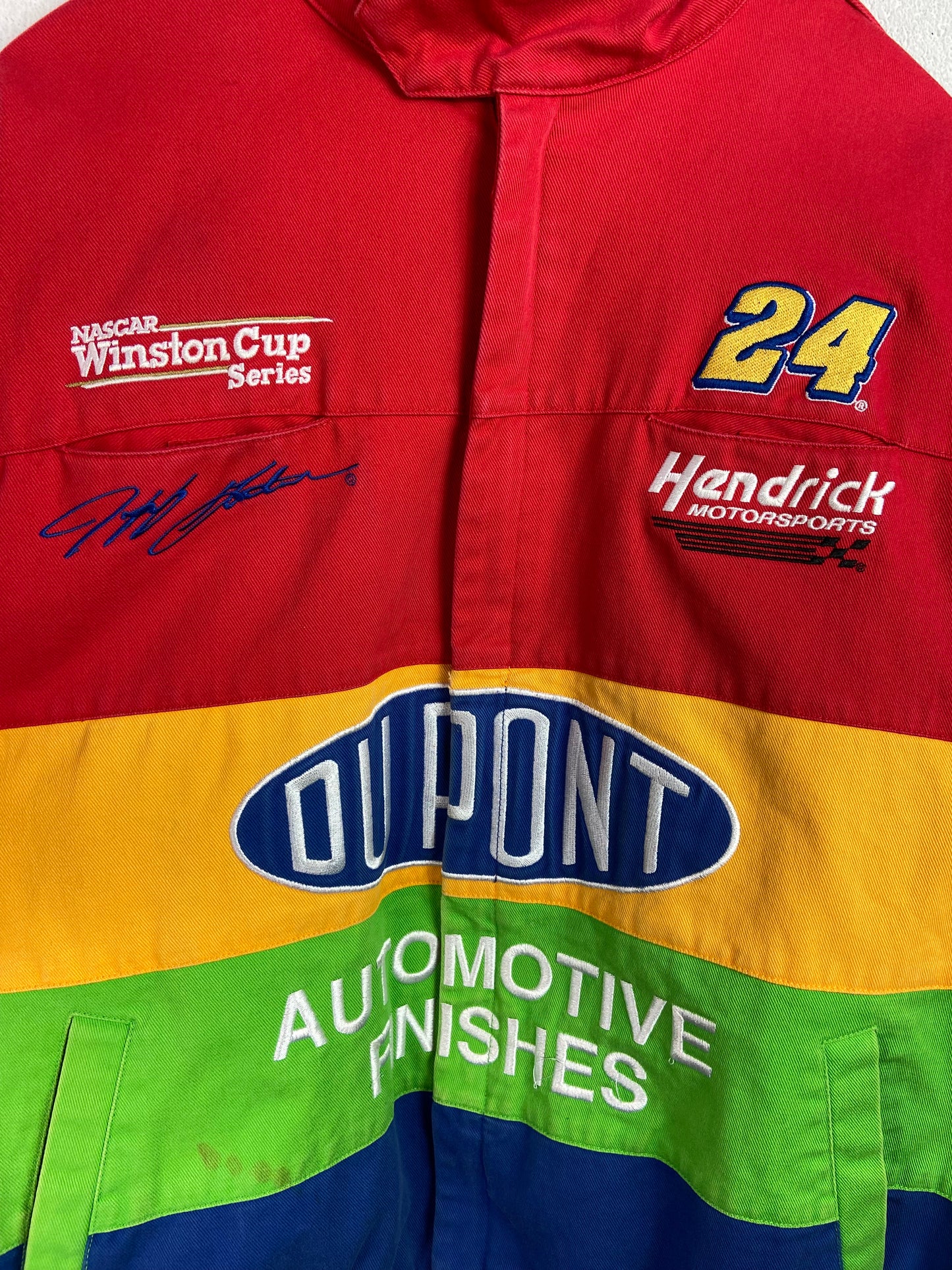 VTG Jeff Gordon Chase Authentics NASCAR DuPont Racing Rainbow Jacket Sz L