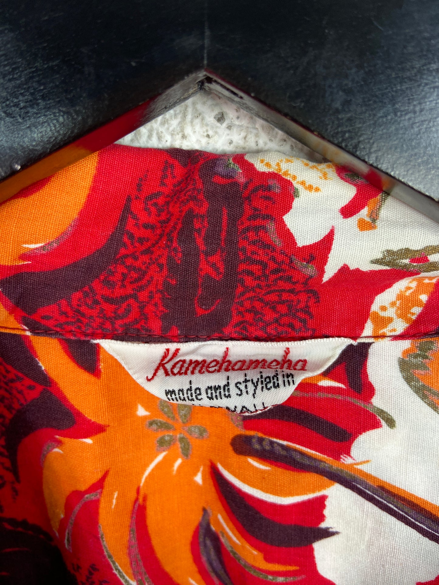 VTG Kamehameha Red Floral Hawaiian Shirt