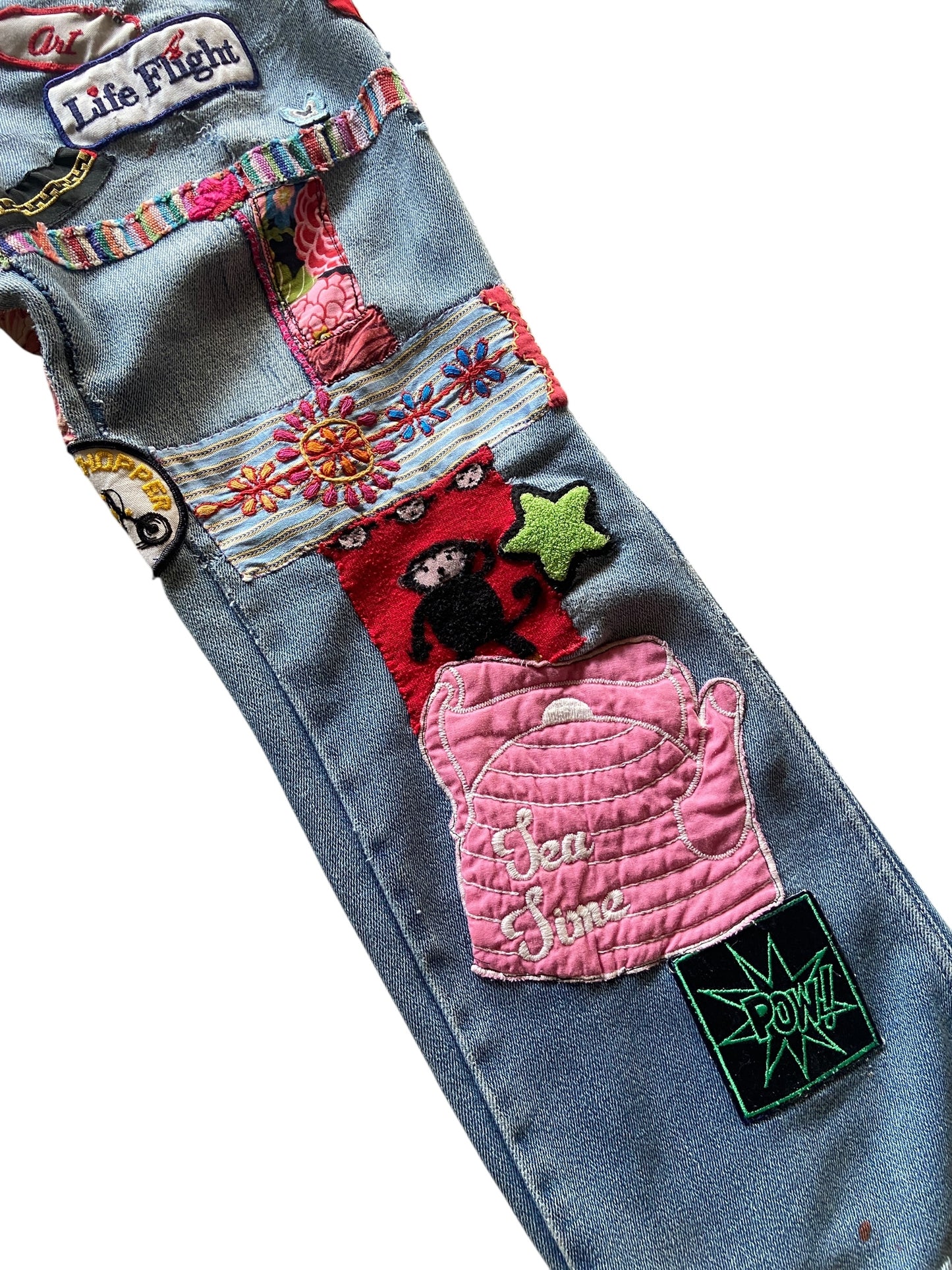 Reworked Hippie Patchwork Denim Flares Sz 30x28