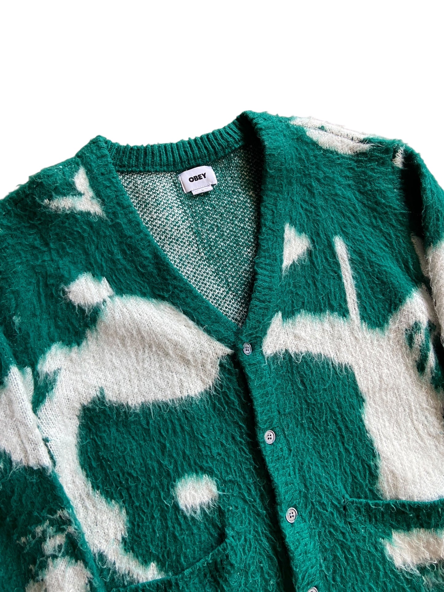 Obey Mohair Cardigan Sweater Sz M/L