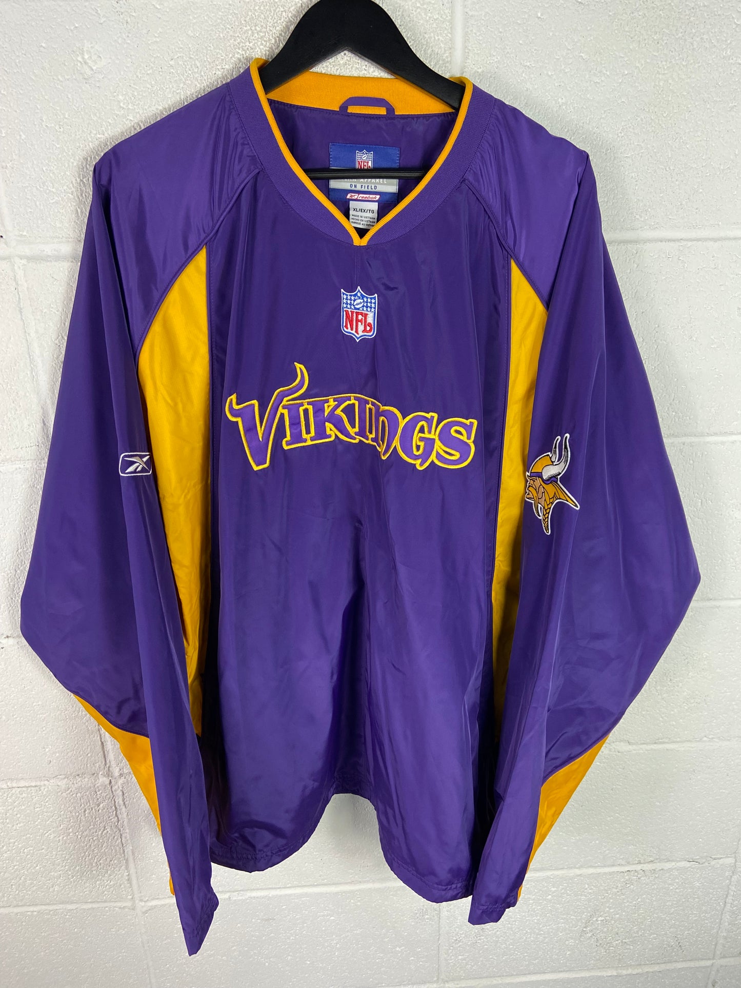 Y2K VTG Reebok Minnesota Vikings On Field Pullover Jacket Sz XL