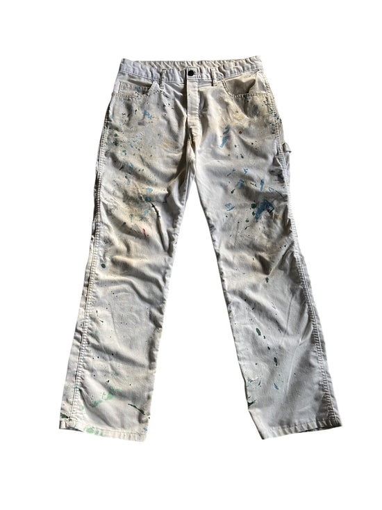 VTG Dickies Blue/Green Paint Splash Pants Sz 34x31