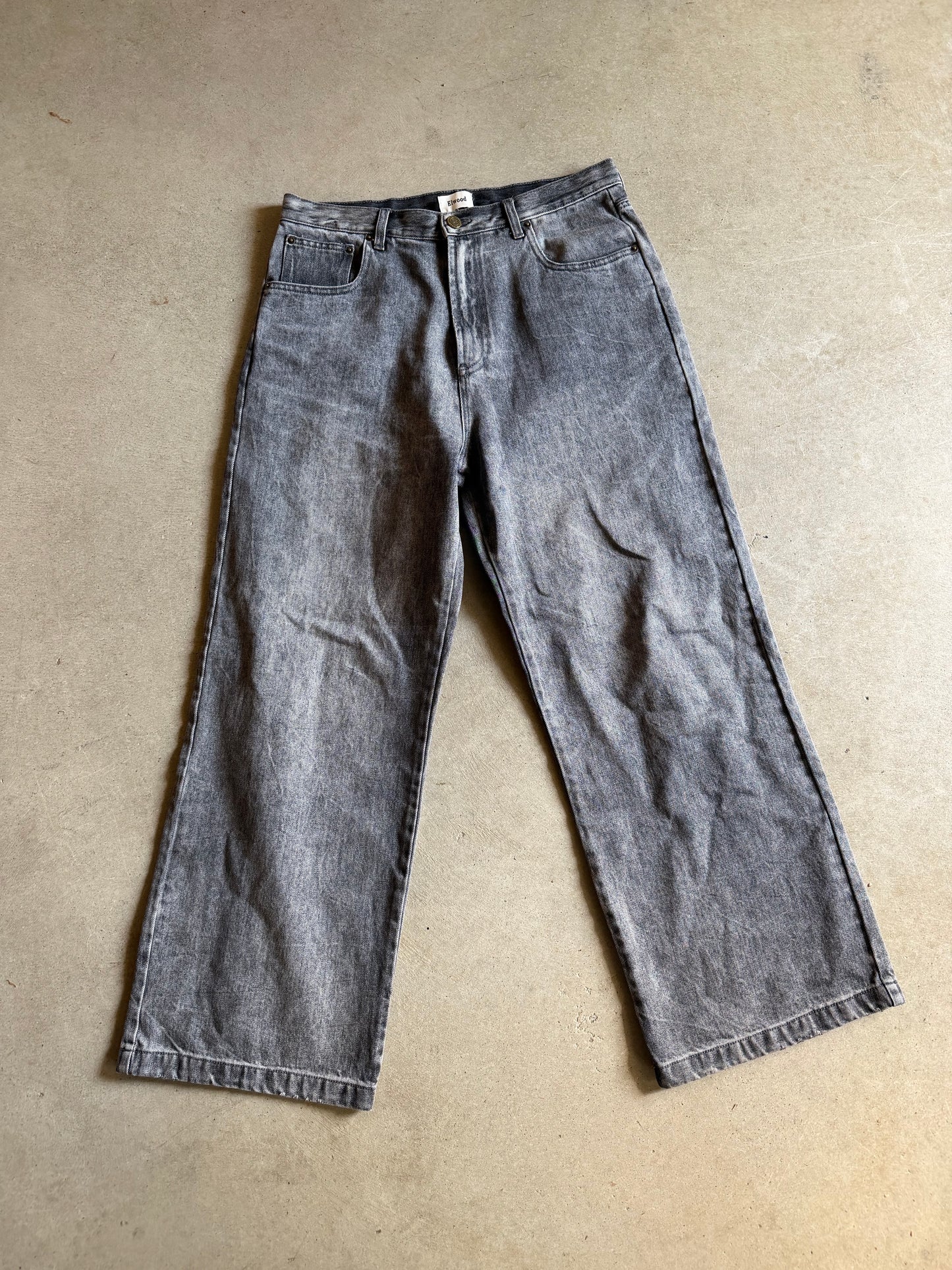 Elwood Big E Gray Baggy Jeans Sz 34x32