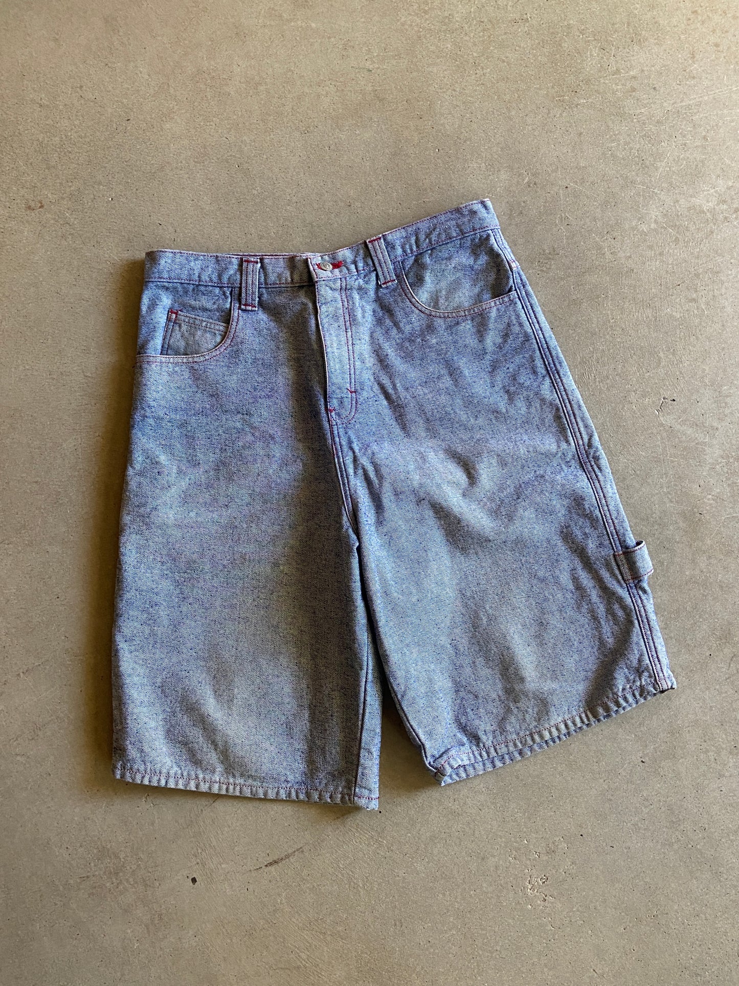 Y2K Red Contrast Stitch Denim Shorts Sz 38