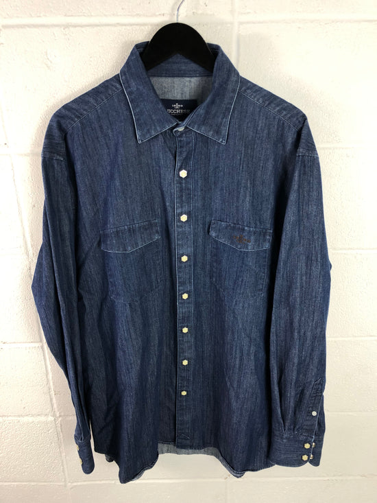 VTG Lucchese Denim Button Shirt Sz XL