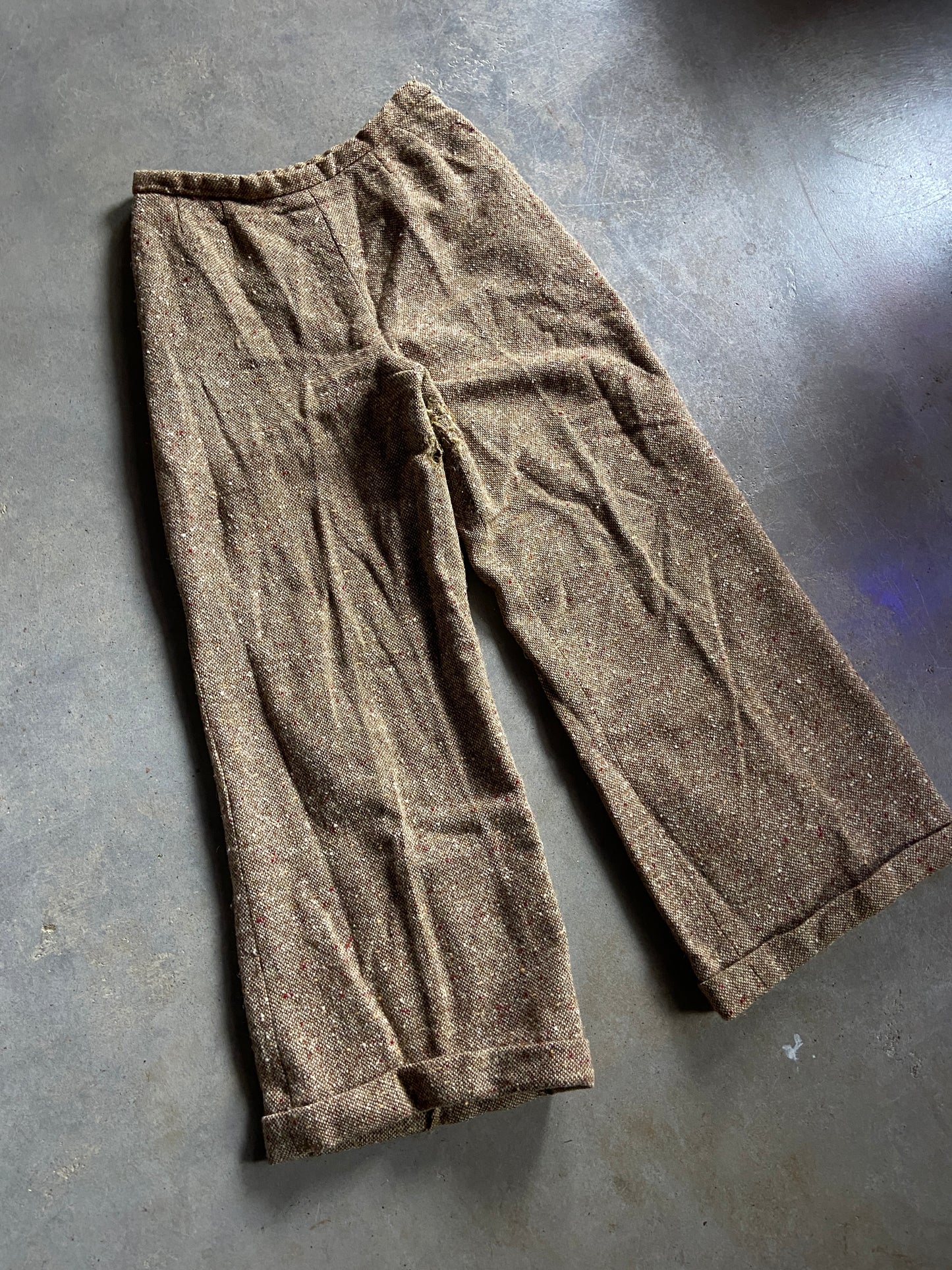 Vintage Handmade Tweed Flare Pants Sz 30x29