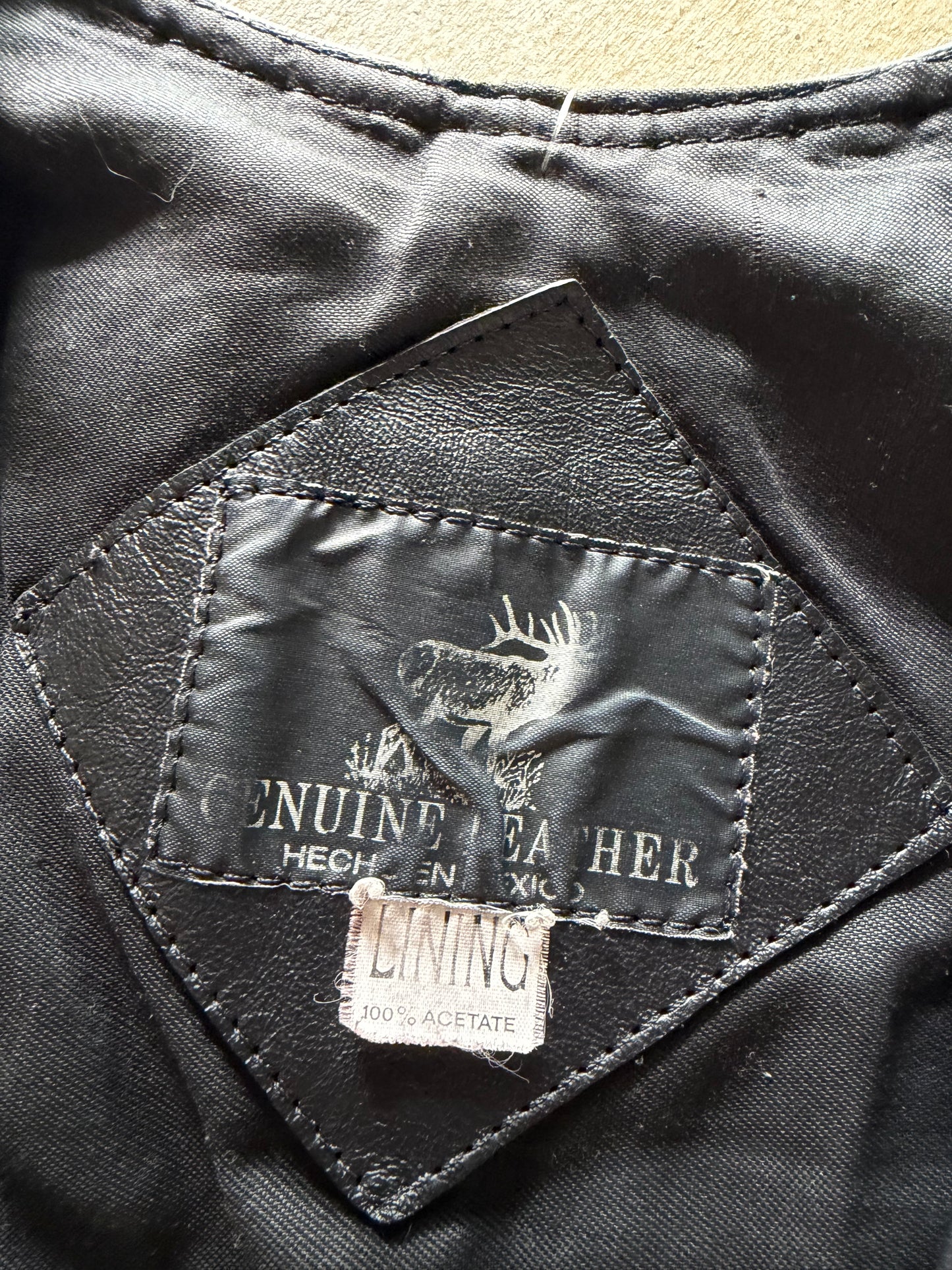 VTG Black Leaher Motorcycle Vest Sz M/L