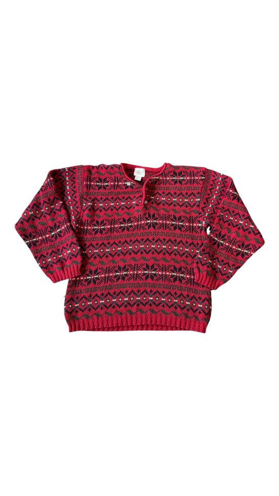 VTG GH Bass Knit Henley Sweater Sz M