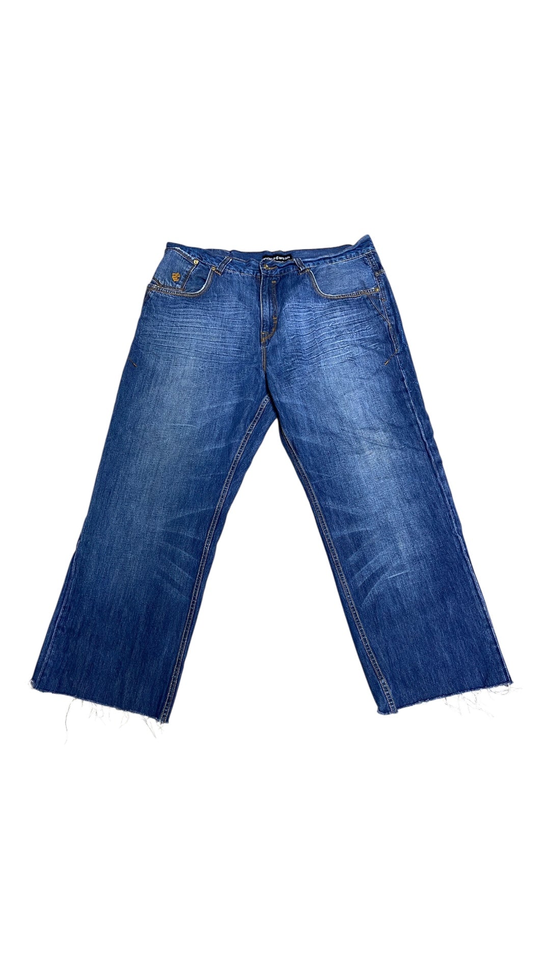 Y2K Rocawear Blue Graphic Denim Baggy Jeans Sz 42x30
