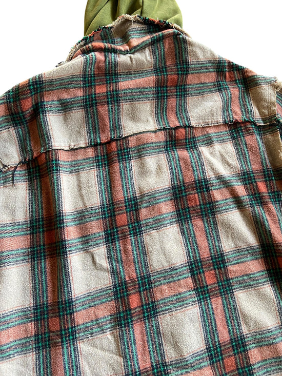 POL Distressed Patchwork Hooded Flannel Sz M