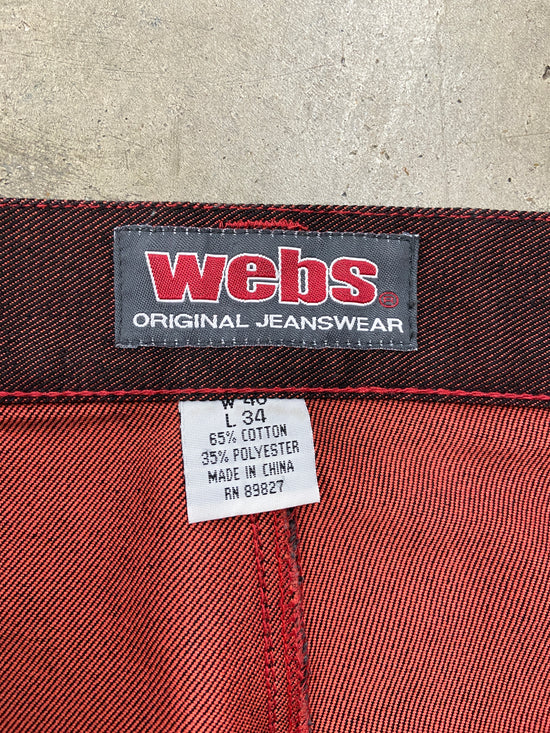 Y2K Webs Red Baggy Carpenter Jeans Sz 40x36