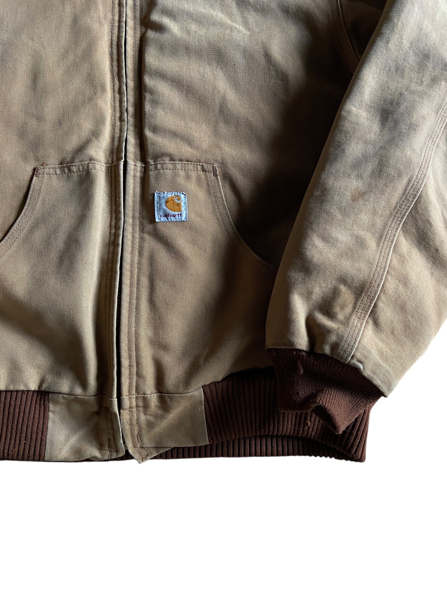 VTG Carhartt Canvas Hooded Jacket Sz XL