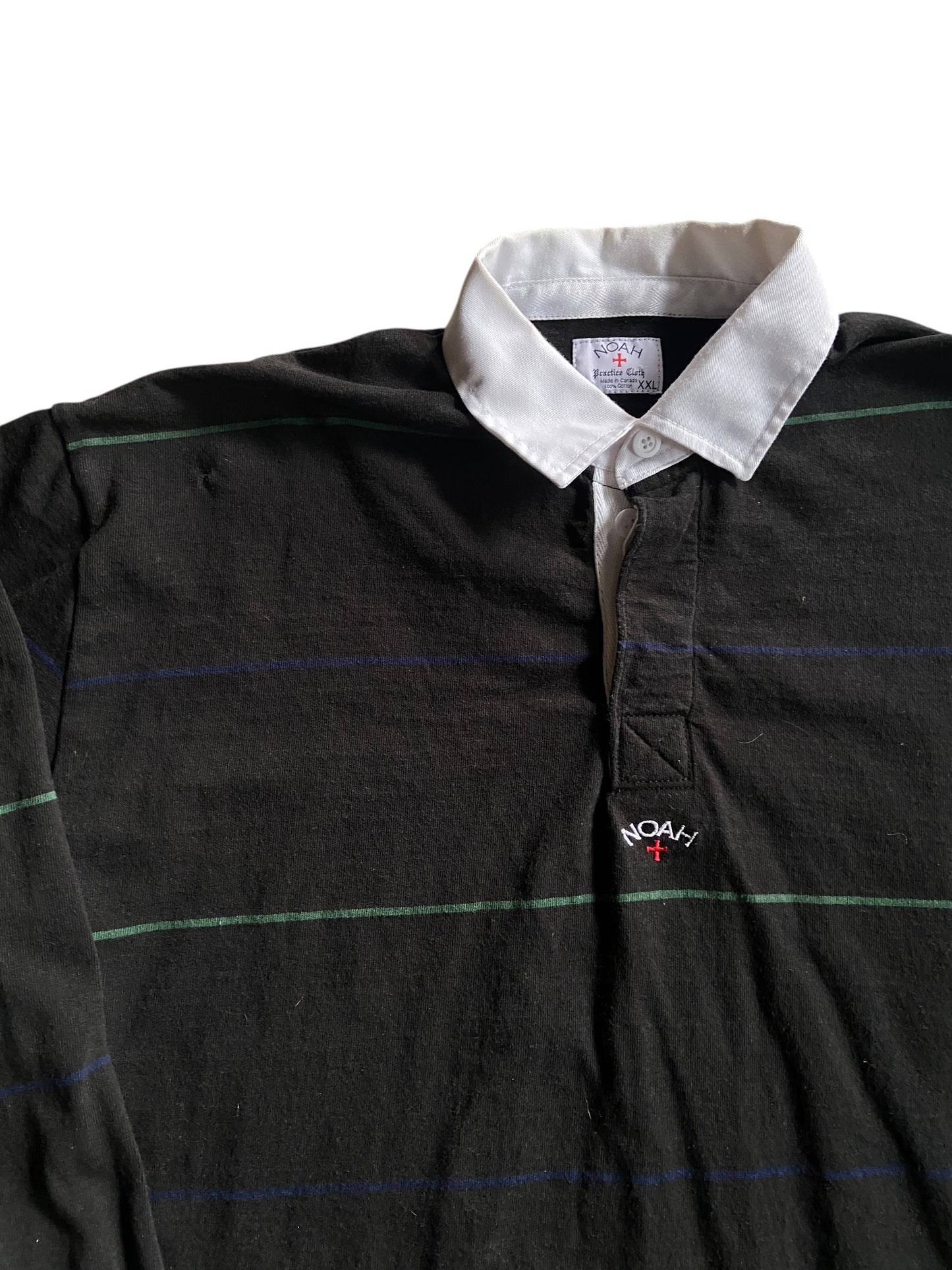 Noah Black Striped Rugby Shirt Sz XXL