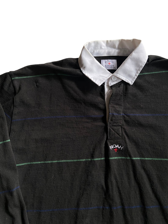 Noah Black Striped Rugby Shirt Sz XXL