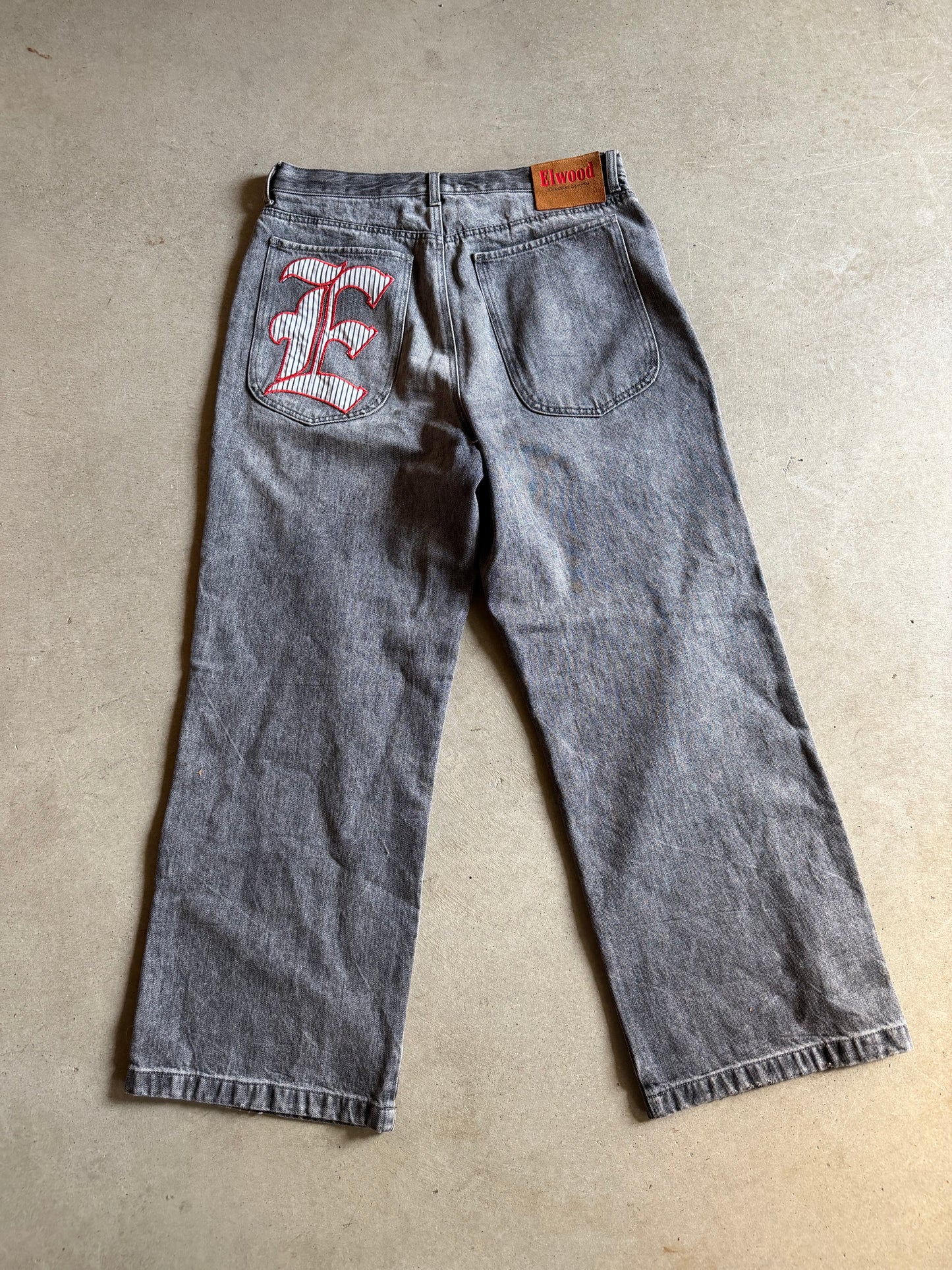 Elwood Big E Gray Baggy Jeans Sz 34x32