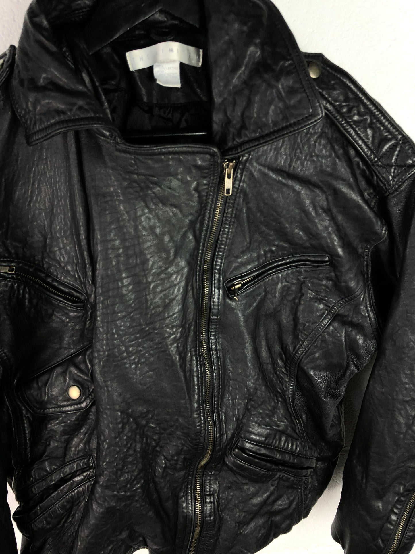 VTG Wmns The Limited Leather Biker Jacket Sz Med