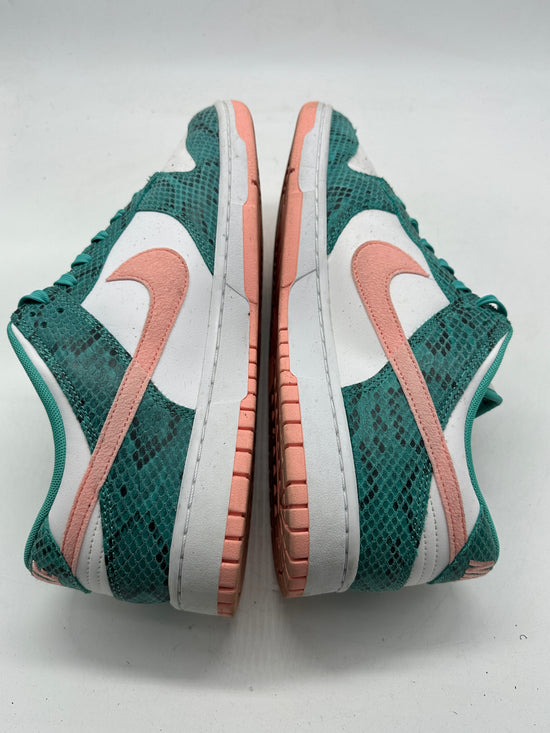 Preowned Nike Dunk Low Snakeskin Washed Teal Bleached Coral Sz 13M/14.5W  DR8577-300