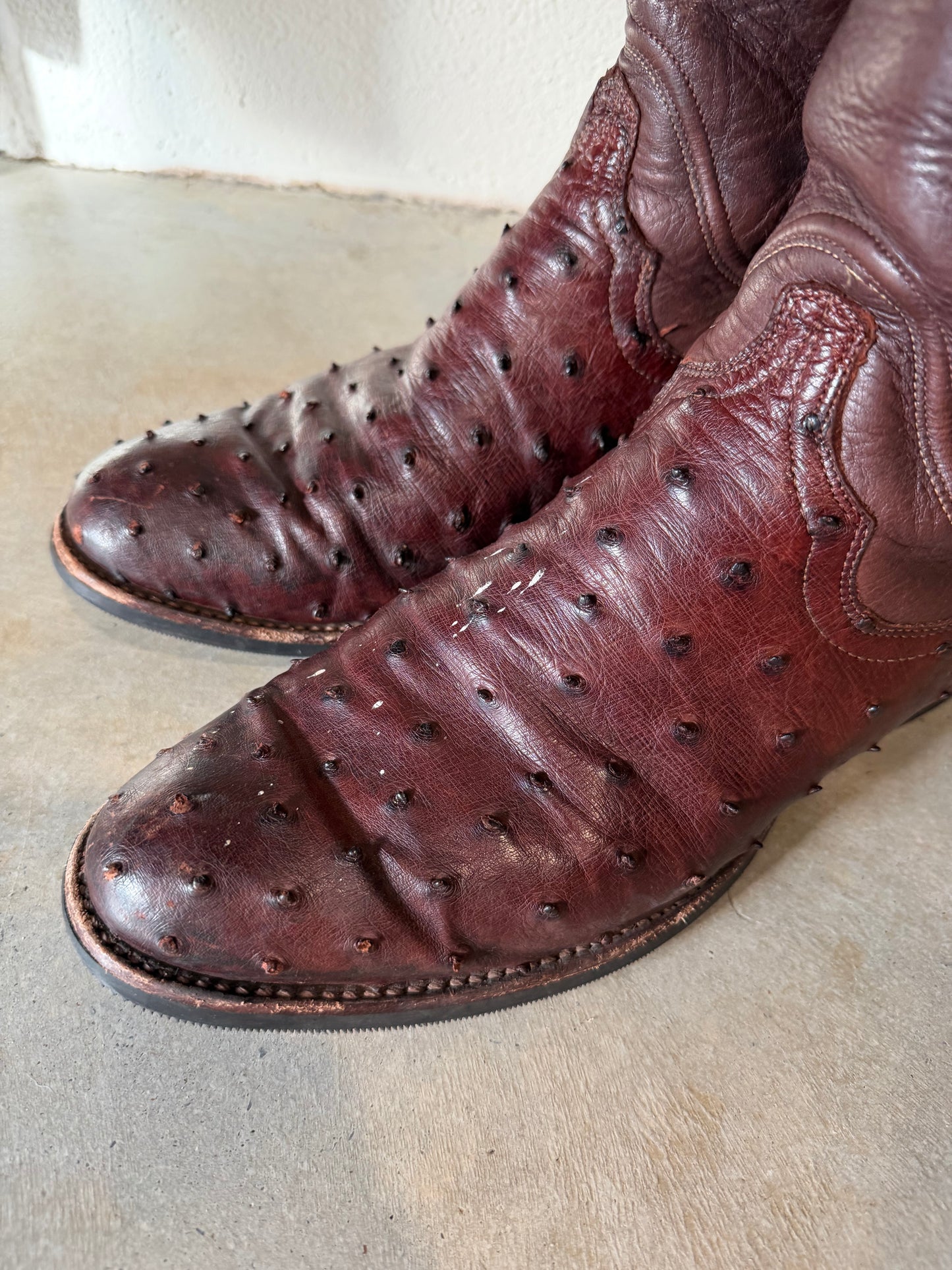Tecovas Men's Exotic Ostrich Cowboy Boot, Size 10.5D, Mahogany