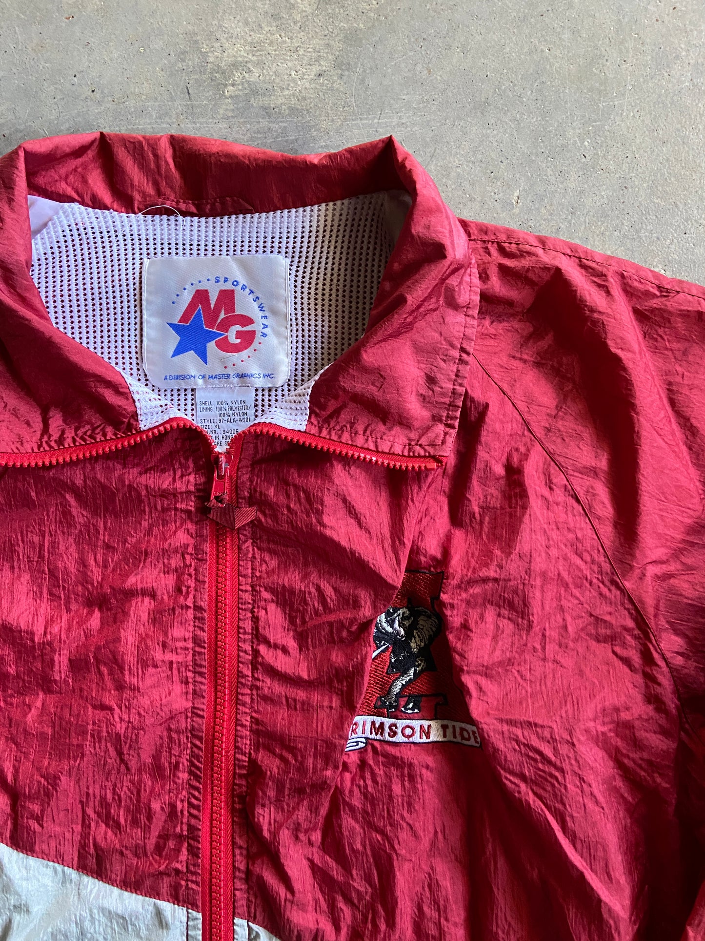 VTG University of Alabama Crimson Tide Color Block Track Jacket Sz XL