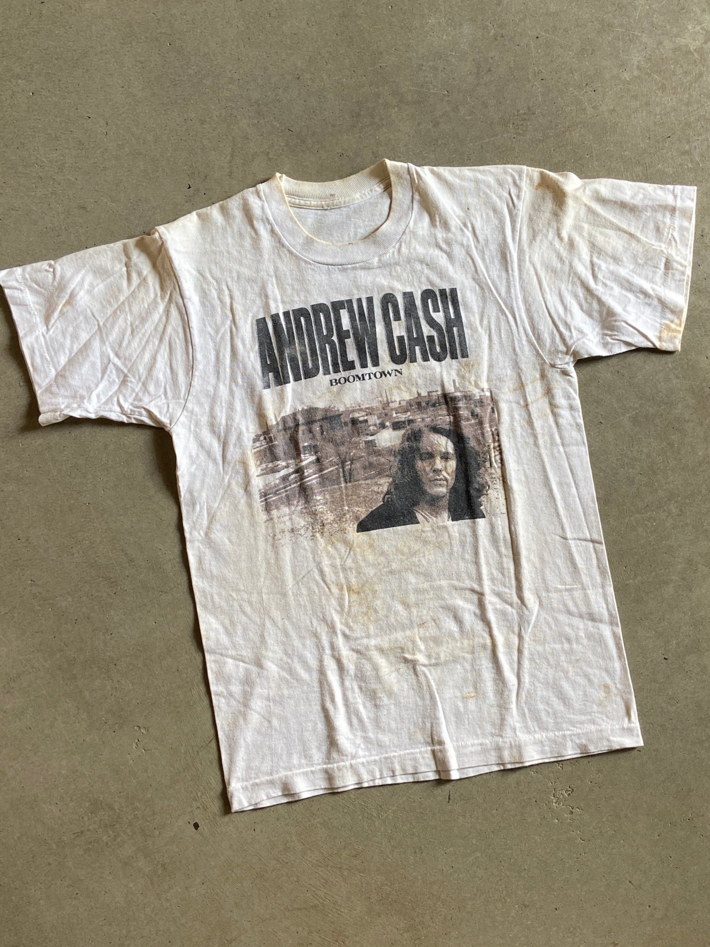 VTG Thrashed Andrew Cash Boomtown Concert Tee Sz Med