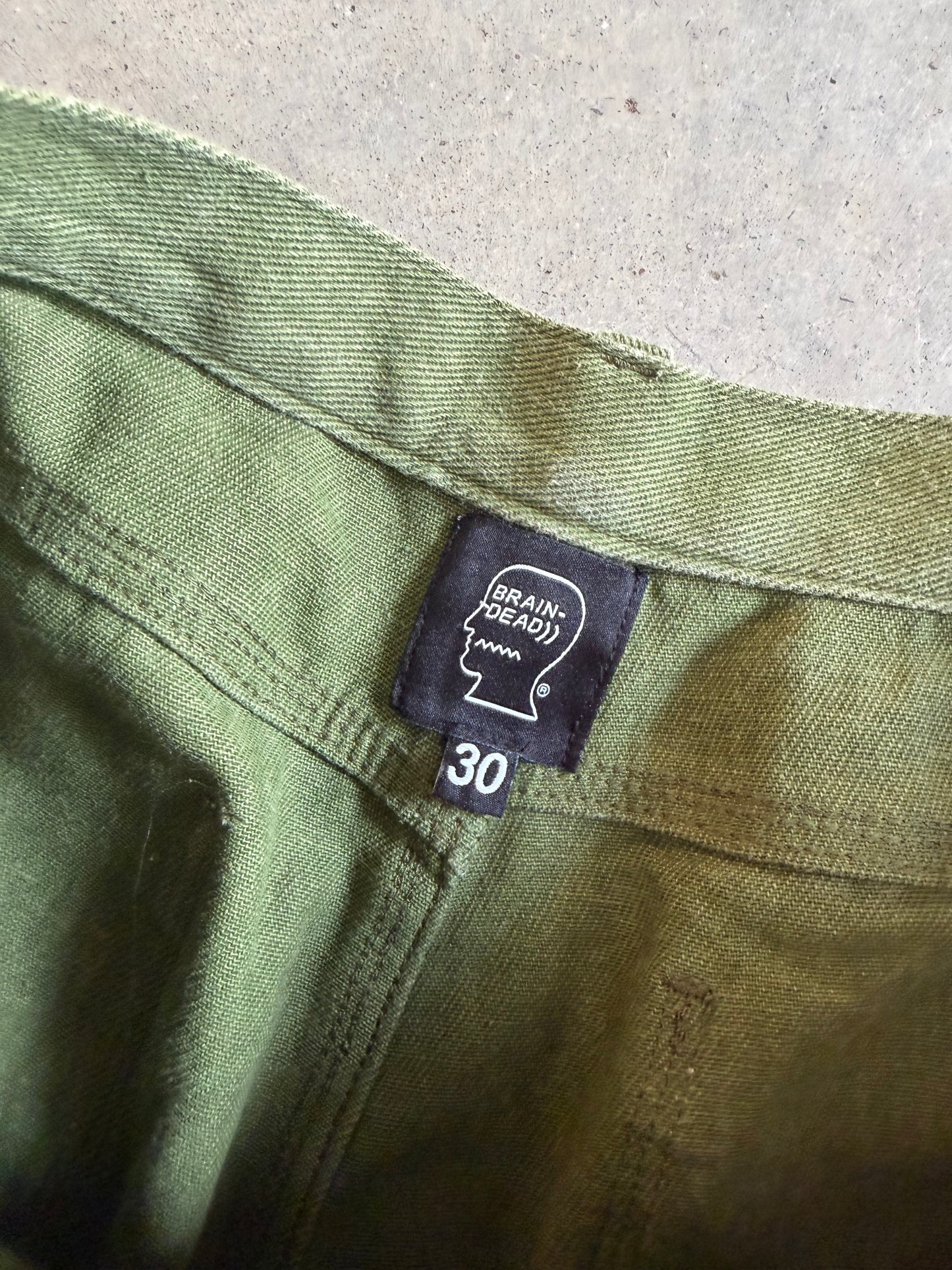 Brain Dead Power Fist Supplies Green Pants Sz 30x29