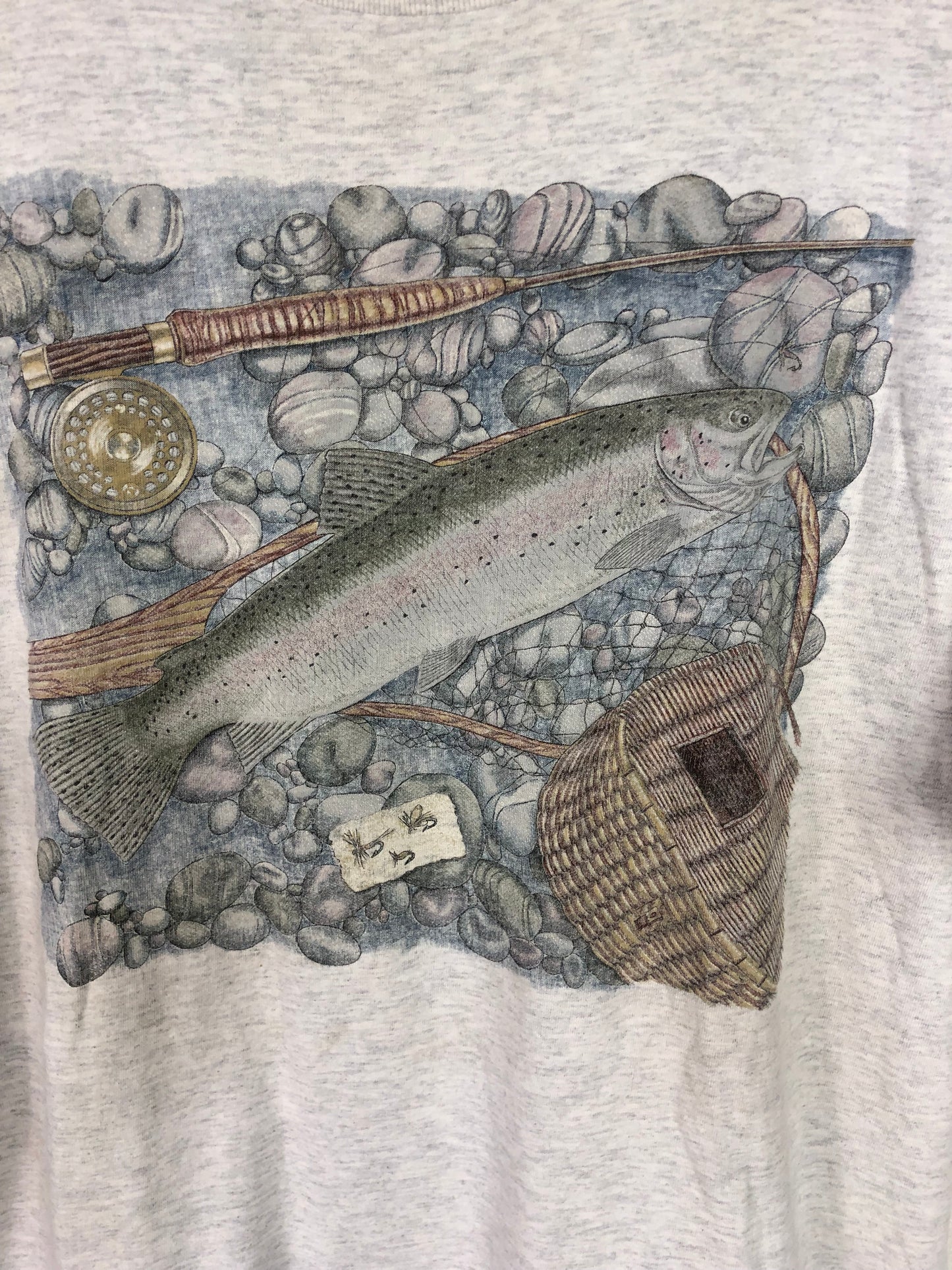 VTG Trout Basket Fishing Graphic Tee Sz XL