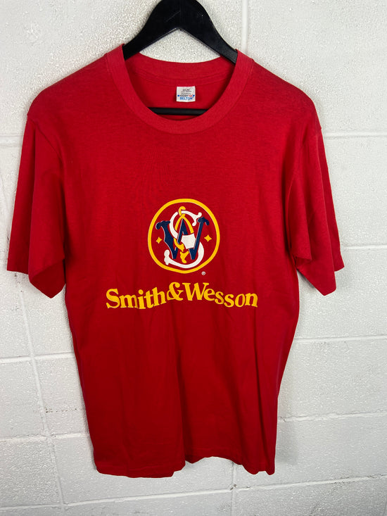 VTG 80s Smith & Wesson Logo Tee Sz L