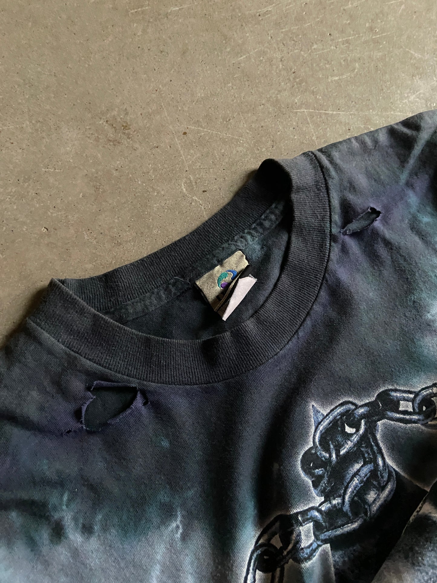 VTG Distressed Liquid Blue TNA Abyss Tee Sz M