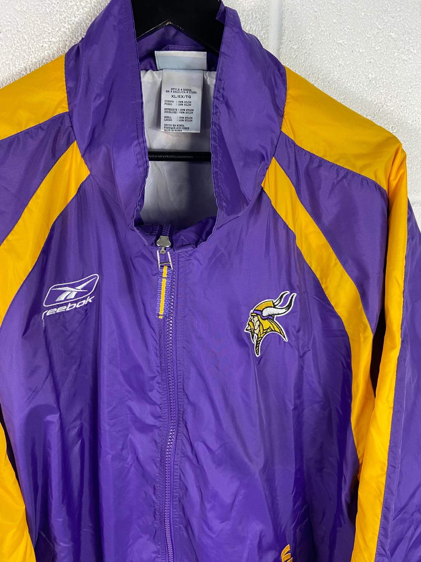 VTG Reebok Minnesota Vikings Purple Track Jacket Sz XL