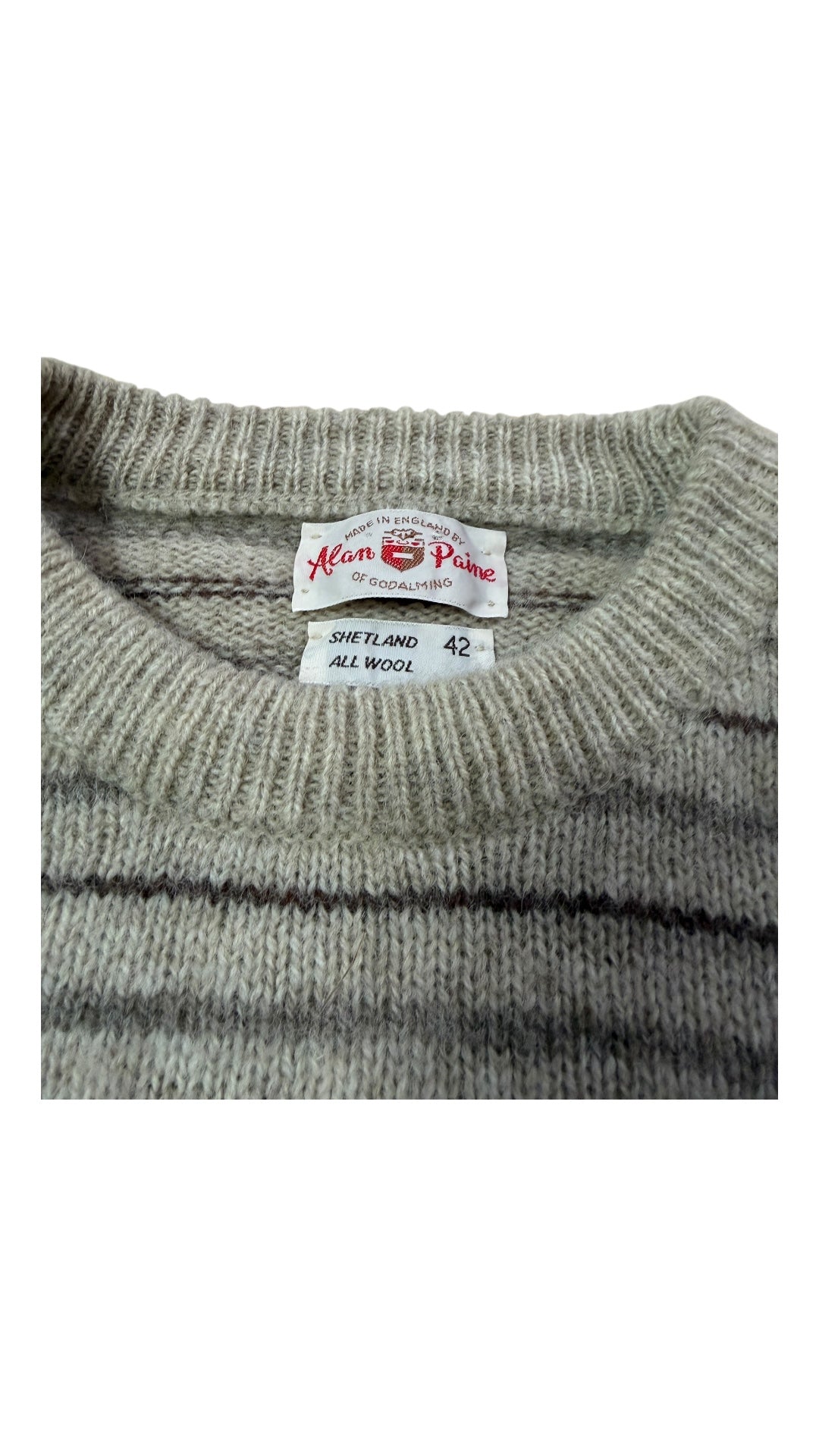 VTG Alan Paine Striped Shetland Wool Sweater Sz Med