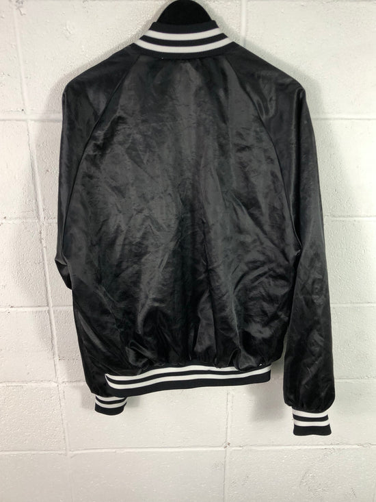 VTG Sundrop Soda Black Satin Jacket Sz L